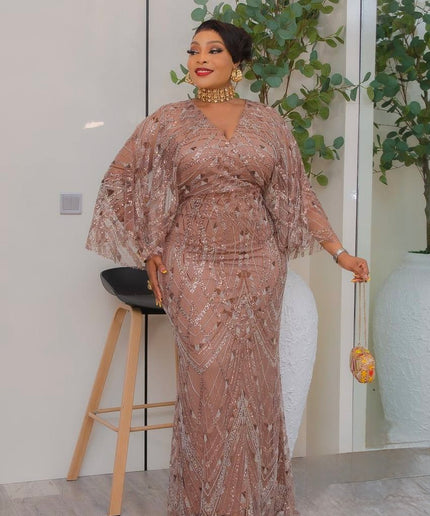 Black Embellished Cape Sleeve Maxi Dress, Beaded Formal Evening Attire: Mother of The Bride Wedding Cocktail Party