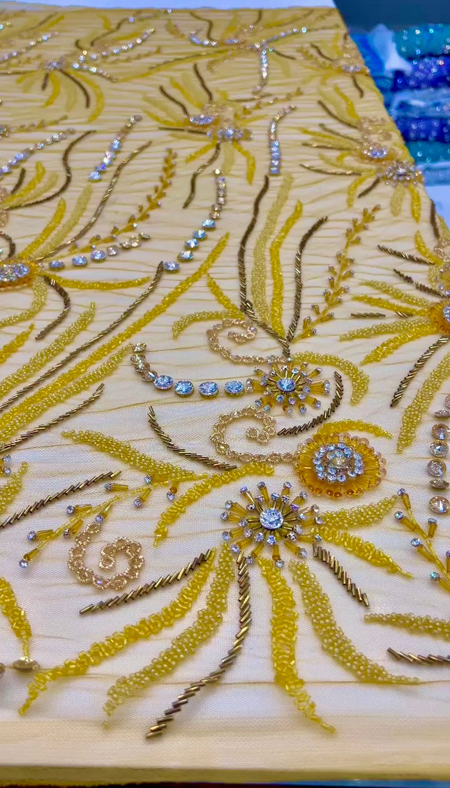 Swarovski Crystal Hand-Beaded Fabric Dressmaking | Wedding Evening Gown Birthday Pageant Prom Dress