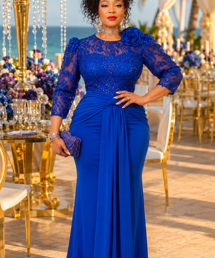 Glamorous Yellow Sequin Embellished 3D Flower Ruched Draped Maxi Dress for Wedding Guest Birthday Party Mother of The Bride Outfit Cocktail Reception Formal Evening Gown Turkish Womenswear