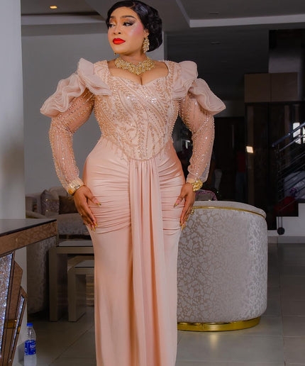 Red Beaded Ruffle Sleeve Ruched Draped Evening Dress: Mother of The Bride Wedding Guest Cocktail Party