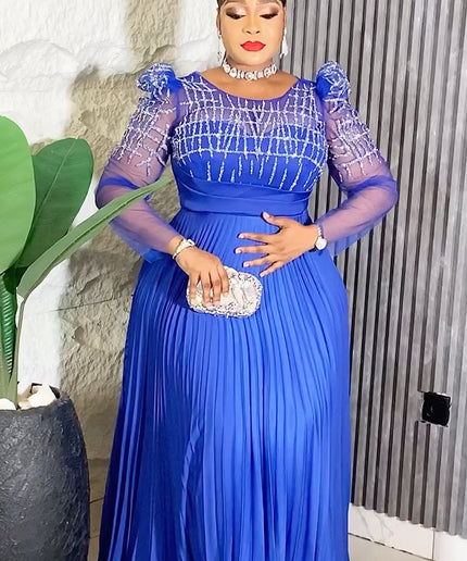 Pleated Embellished Maxi Dress | Wedding Guest Mother of The Bride Gala Birthday Party