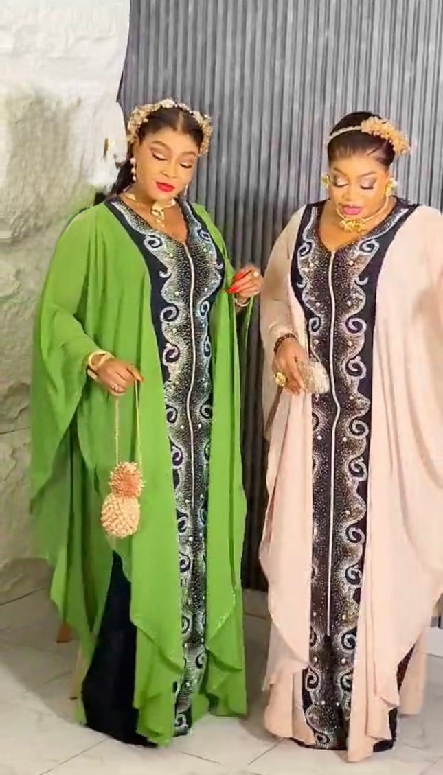 Kaftan with Rhinestone Embellishments | African Party Wedding Guest Bridal Mother of The Bride Birthday Celebration