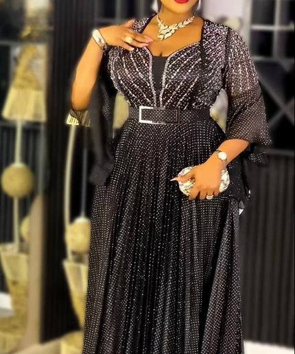 Red Embellished Flounce Sleeve Pleated A-Line Dress - Mother ofThe Bride Anniversary Gala Reception Wedding Guest