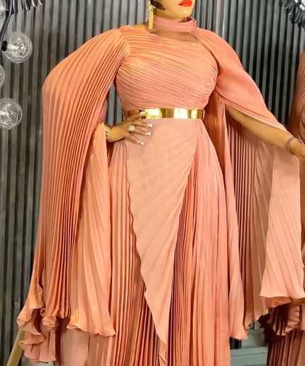 Asymmetric Pleated Draped Maxi Dress - Birthday Photoshoot Cocktail Dinner Wedding Guest Party