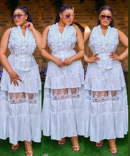 White Sleeveless Pleated Twirl Skater Maxi Dress: Summer Wedding Guest Birthday Party Cocktail Gala Dinner Graduation Outfit
