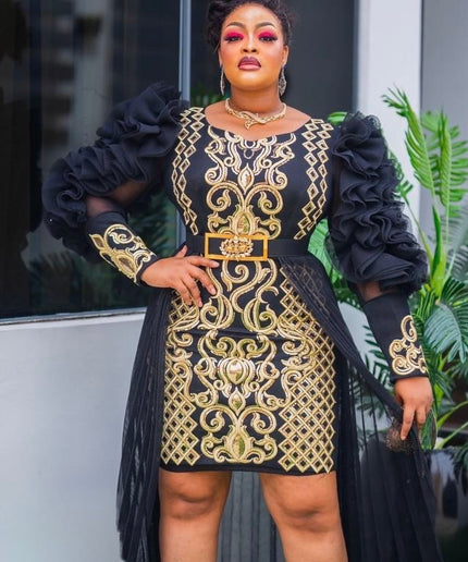 White Sequin Wedding Guest Maxi Dress, Plus Size Mother of The Bride Overskirt A-Line Gown Curvy, Ruffle Sleeve Embellished, Birthday Party Anniversary Grad Cocktail
