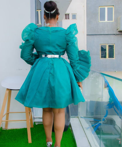 Plus Size Ruffle Sleeve White Birthday Dress Skater | Bridal Photoshoot Wedding Guest Ceremony