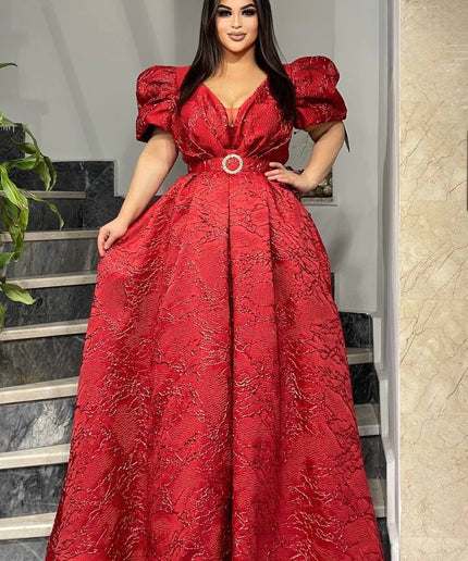 Metallic Puff Sleeve Maxi Dress | Evening Wear Plus Size Birthday Celebrant Gala Wedding Guest Mother of The Bride Pageant
