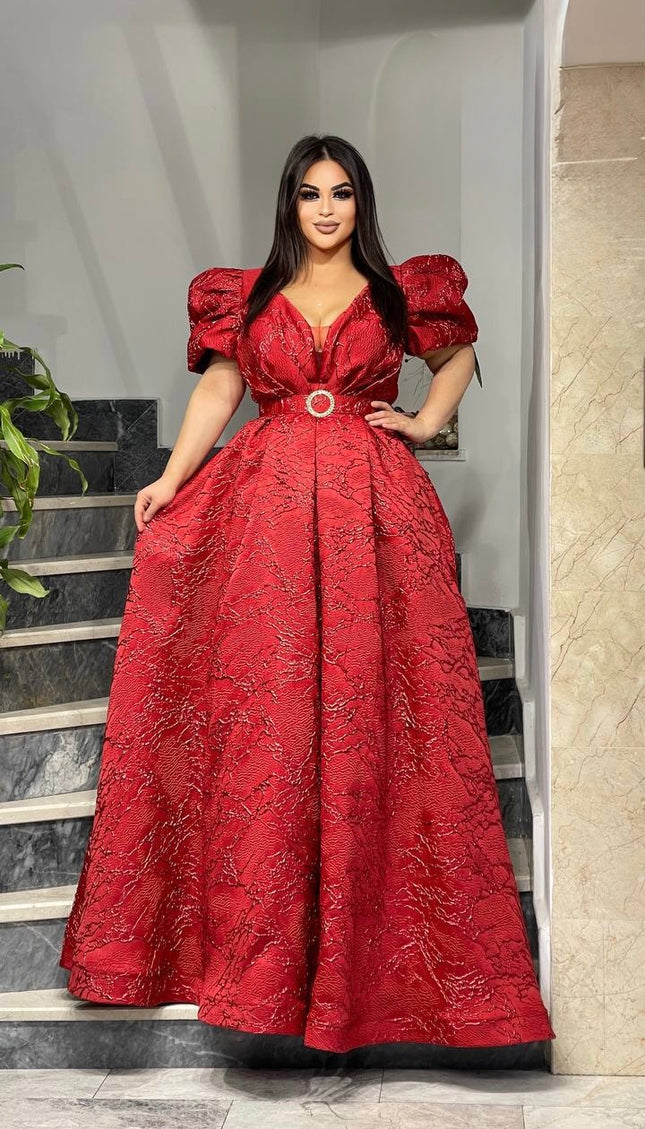 Puff Sleeve A-Line Maxi Gown | Birthday Celebrant Gala Wedding Guest Mother of The Bride Pageant