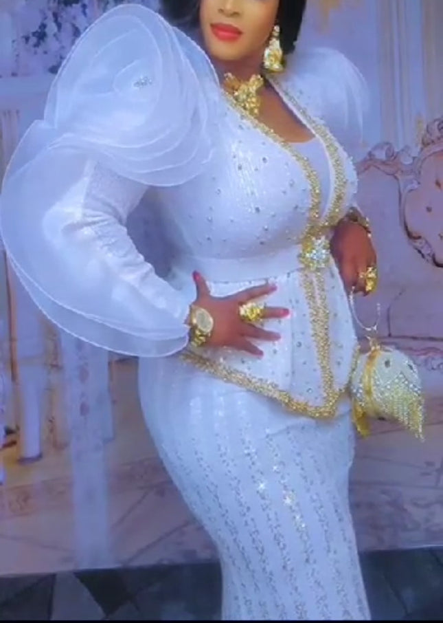 Sequin Ruffle Sleeve Maxi Dress | Wedding Guest Birthday Party Celebration Anniversary