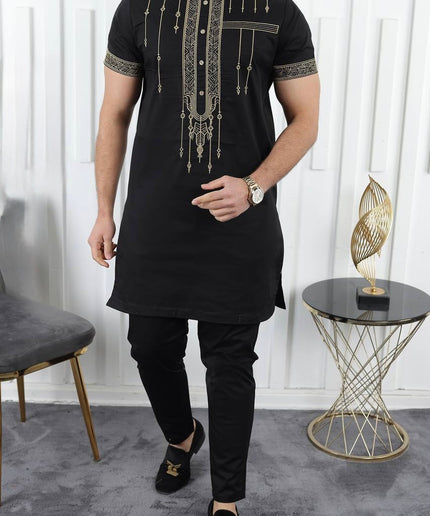 African Men's Clothing, Cotton Embroidered Short Sleeve Shirt Pants, Nigerian Wedding Guests Outfit, Groomsmen Suit, Nigerian Buba Sokoto