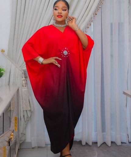 Gold Ombre Asymmetric Embellished Kaftan African Wedding Party Attire Cocktail Birthday One Size