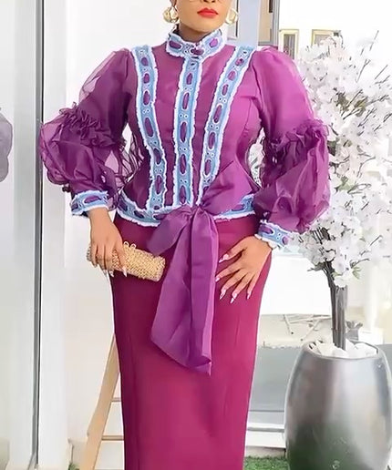 Dramatic Sleeve Bow Embellished Maxi Dress | Women's Fashion Wedding Guest Party Birthday Gala Graduation Celebrant