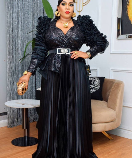 Classy Dramatic Sleeve Sequin Peplum Gown | Party Mother of The Bride Wedding Guest Gala Graduation