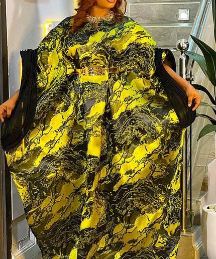 Brown Kaftan Brocade Dress & Matching Headband, African Bubu Wedding Guest Attire Engagement Ceremony