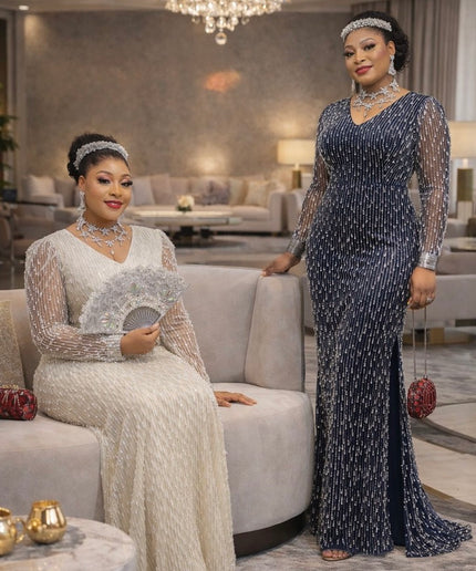 Glamorous Beaded Embellished Evening Party Gown for Wedding Guest Mother of The Bride Birthday Dinner