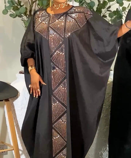 Black Embellished Kaftan Dress: African Bubu Wedding Guest Attire Birthday Dinner Photoshoot Gala Anniversary