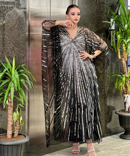 Sparkly Sequin Embellished Kaftan, Rich Aunty Bubu African Wedding Guest Dress Nigerian Party Attire,