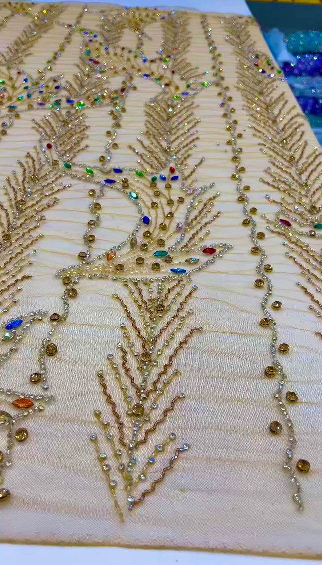 Swarovski Crystal Hand-Beaded Fabric Dressmaking | Wedding Evening Gown Birthday Pageant Prom Dress