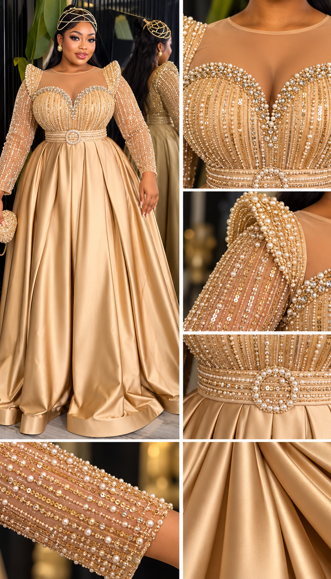 "Holiday Photoshoot Dress" Red Embellished Long Sleeve Pleated Formal Gown for Mother of The Bride Church Reception Wedding Guest Party Cocktail