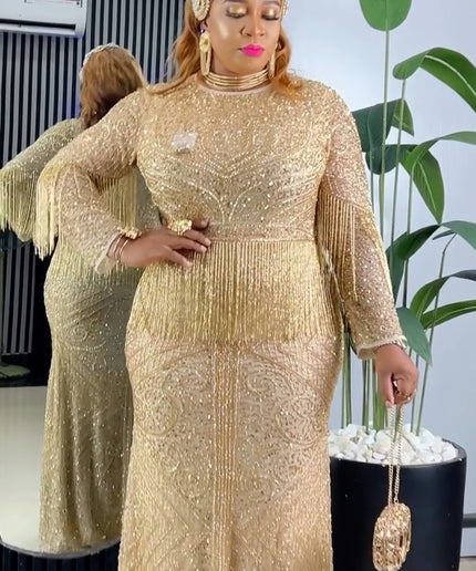 Crystal Fringe Beaded Gown | Wedding Guest Celebrant Mother of The Bride