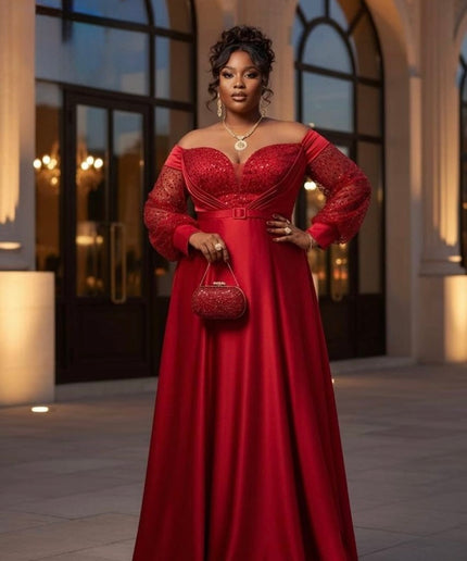 White Off-The-Shoulder Sequin Maxi Gown for Anniversary Cocktail Dinner Civil Formal Wedding Dress Bridal Photoshoot Mother of The Bride