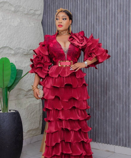 Ruffle Wedding Guest Maxi Dress, Plus Size Mother of The Bride Mermaid Gown, Birthday Party Anniversary Cocktail