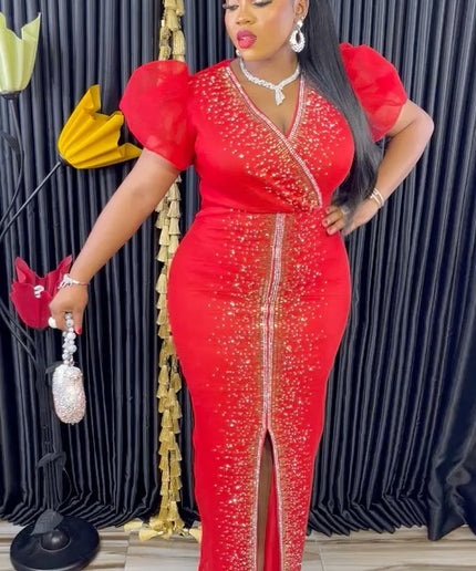Embellished Rhinestone Slit Maxi Dress | 7 Colors