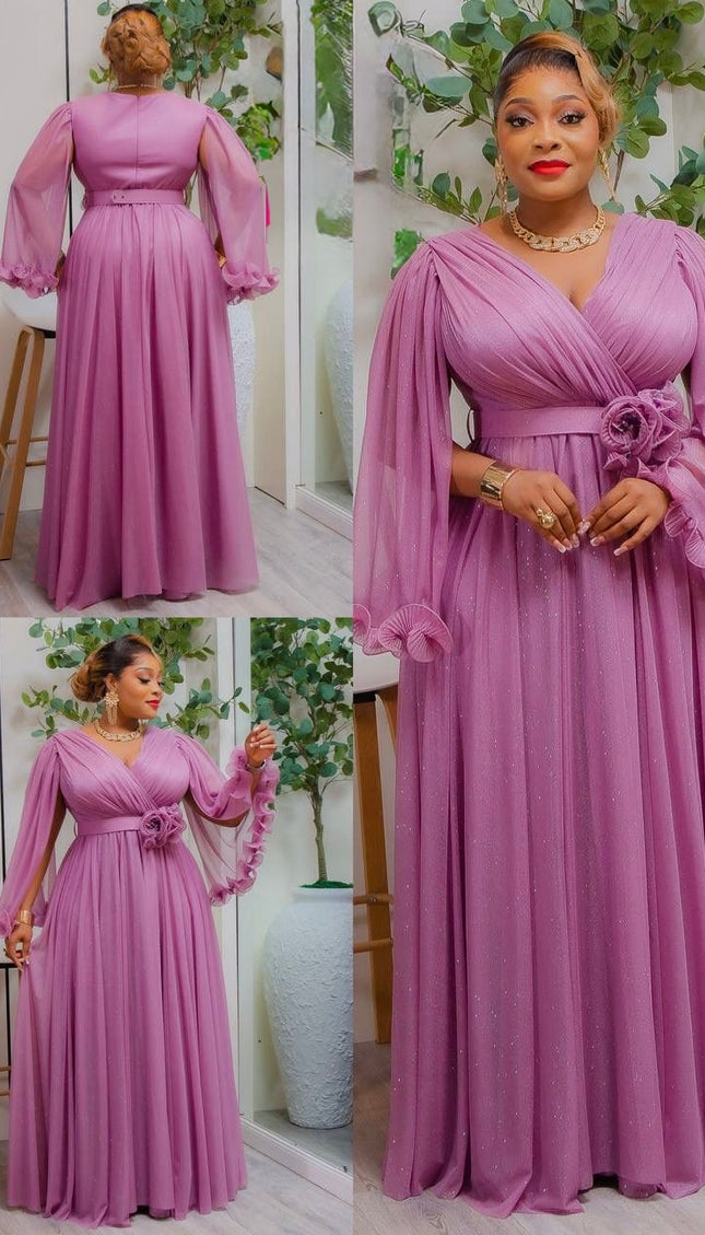 Orange Cape Sleeve Ruffle Pleated Maxi Dress: Mother of The Bride Wedding Guest Birthday Party Cocktail Church Anniversary