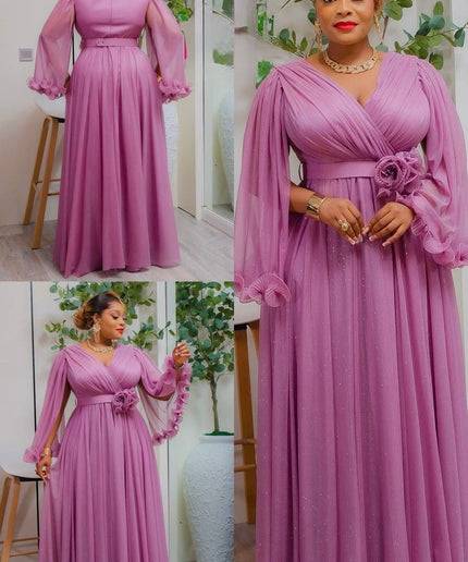 Orange Cape Sleeve Ruffle Pleated Maxi Dress: Mother of The Bride Wedding Guest Birthday Party Cocktail Church Anniversary