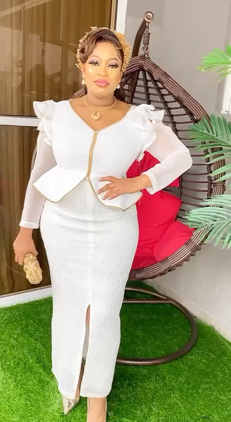 African Dress Women Embellished Front Slit