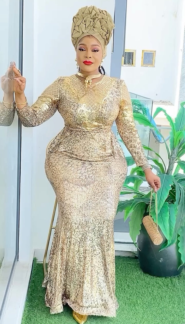 Sequin Peplum Mermaid Dress | Wedding Mother of The Bride Birthday Party