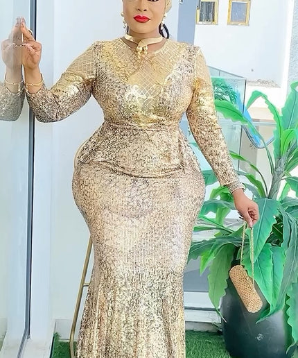 Sequin Peplum Mermaid Dress | Wedding Mother of The Bride Birthday Party