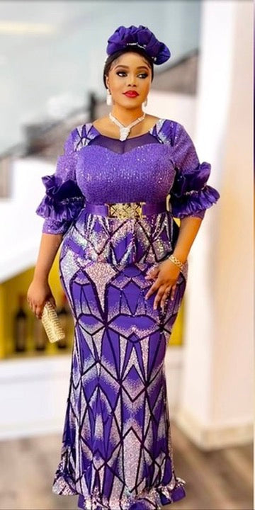 Plus Size Sequin Embellished Wedding Guest Dress Maxi Mother of The Bride Mermaid Gown - Cocktail Holiday Dinner Party Birthday Photoshoot Gala Reception