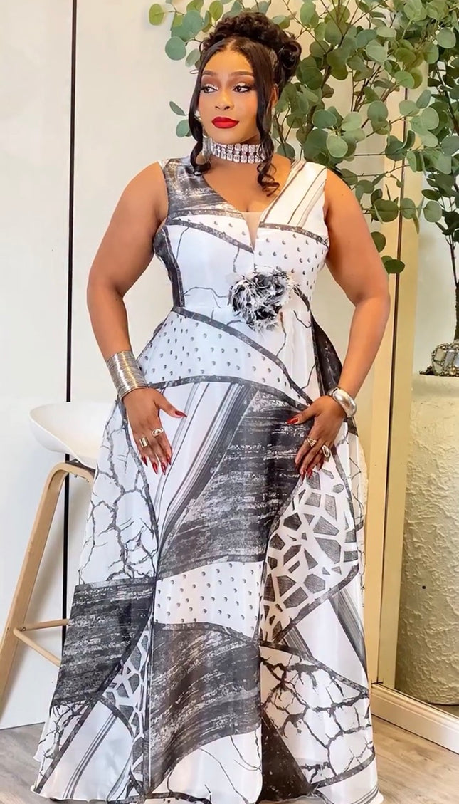 Classy Gold V-Neck Sleeveless Twirl Skater Maxi Dress for Party Summer Wedding Guest Mother of The Bride Gala Church Birthday Dinner Outfit