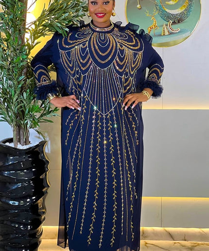 Sparkly Purple Rhinestone Ruffle Sleeve Kaftan African Bubu Gown for Wedding Engagement Naming Ceremony Birthday Party Dress