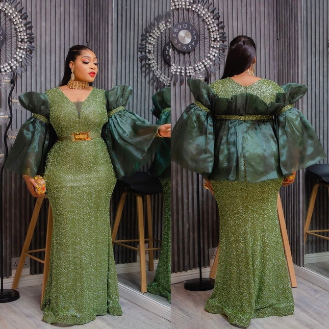 Statement Sleeve Wedding Guest Maxi Dress Mother of The Bride Mermaid Gown Plus Size Birthday Photoshoot Cocktail