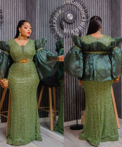 Statement Sleeve Wedding Guest Maxi Dress Mother of The Bride Mermaid Gown Plus Size Birthday Photoshoot Cocktail