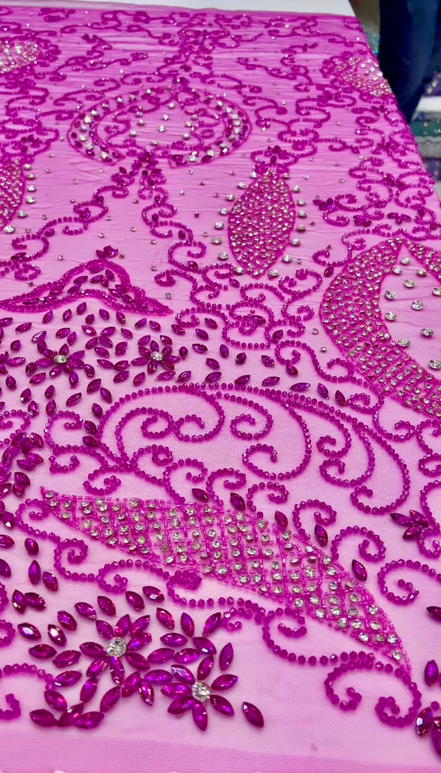 Swarovski Crystal Hand-Beaded Fabric Dressmaking | Wedding Evening Gown Birthday Pageant Prom Dress