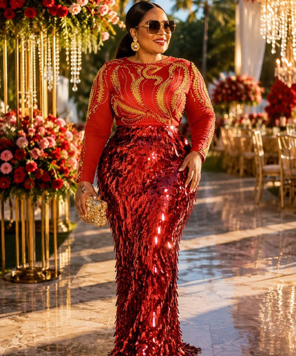 Fine Like Red Wine Sequin Embellished Party Dress for Wedding Guest Cocktail Reception Birthday Dinner