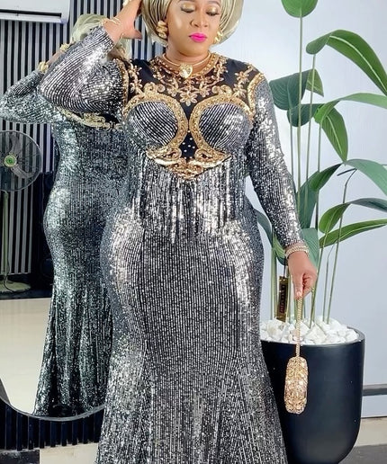 Sequin Fringe Tassel Maxi Dress | Party Celebrant Wedding Birthday