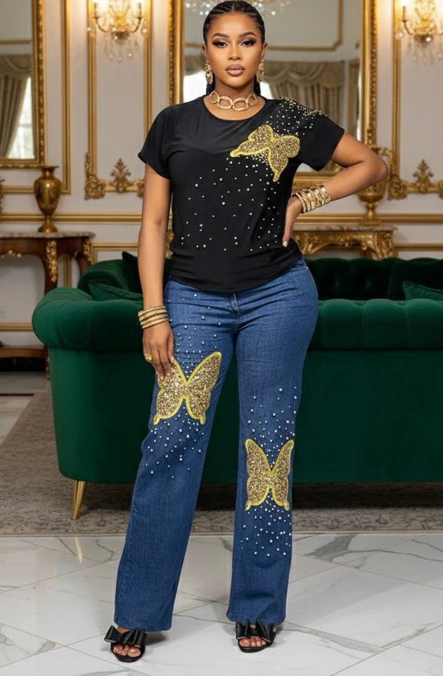 Sparkly Denim & Diamonds 2-Piece Outfit