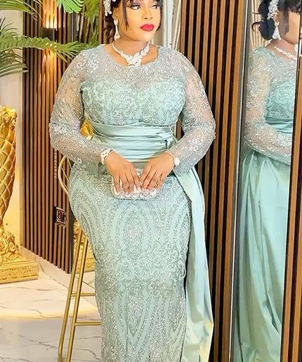 Embellished Drape Evening Gown