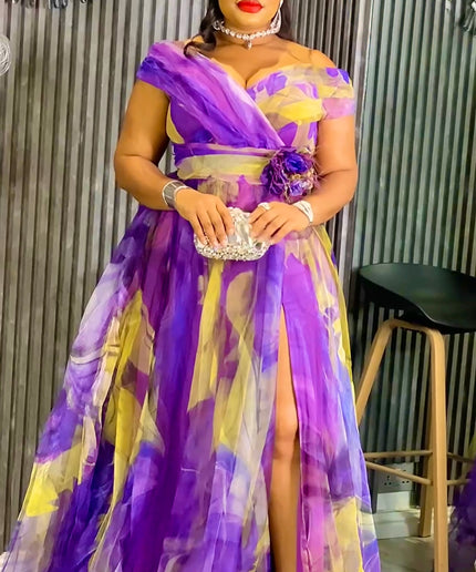 Off-The-Shoulder Summer Wedding Guest Maxi Dress Rosette Plus Size Mother of The Bride A-Line Gown Birthday Party