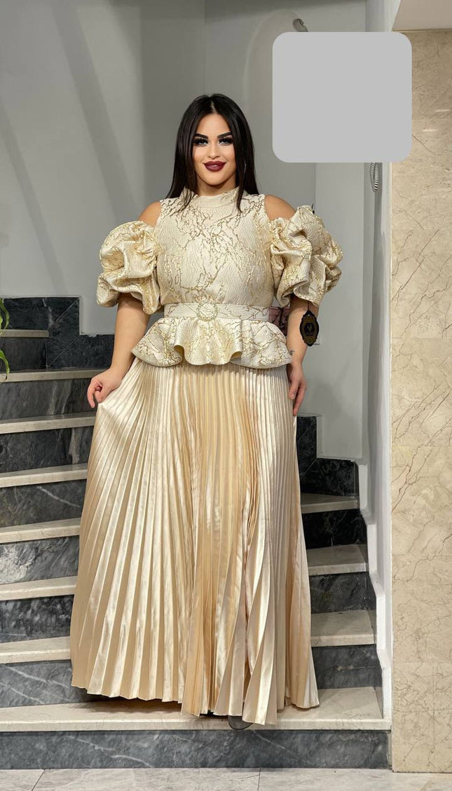 Fancy Cold Shoulder Peplum Maxi Dress | Wedding Guest Bridal Photoshoot Birthday Party