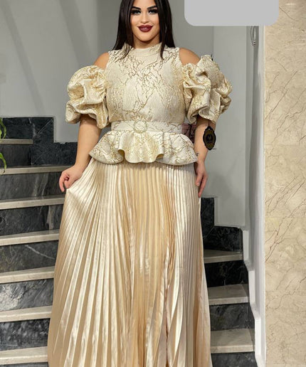 Fancy Cold Shoulder Peplum Maxi Dress | Wedding Guest Bridal Photoshoot Birthday Party