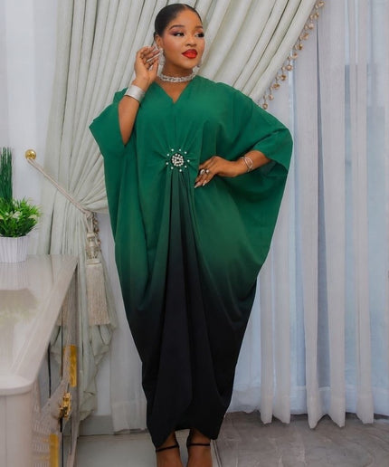 Gold Ombre Asymmetric Embellished Kaftan African Wedding Party Attire Cocktail Birthday One Size