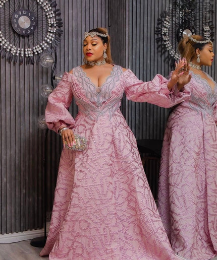 White Metallic Brocade Cold Shoulder Embellished A-Line Gown - Bridal Photoshoot Mother of The Groom or Bride Anniversary Engagement