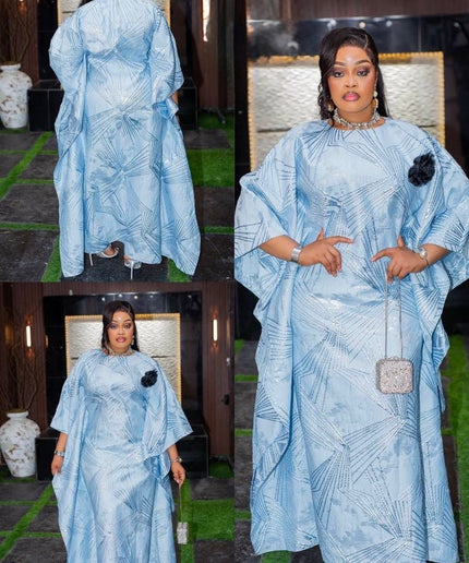 Statement Gold Brocade Bubu with 3D Detachable Flower, African Wedding Guest Dress Engagement Ceremony Mother of The Bride Attire