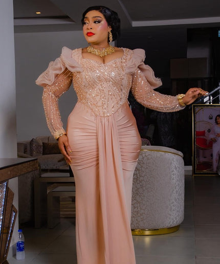 Red Beaded Ruffle Sleeve Ruched Draped Evening Dress: Mother of The Bride Wedding Guest Cocktail Party